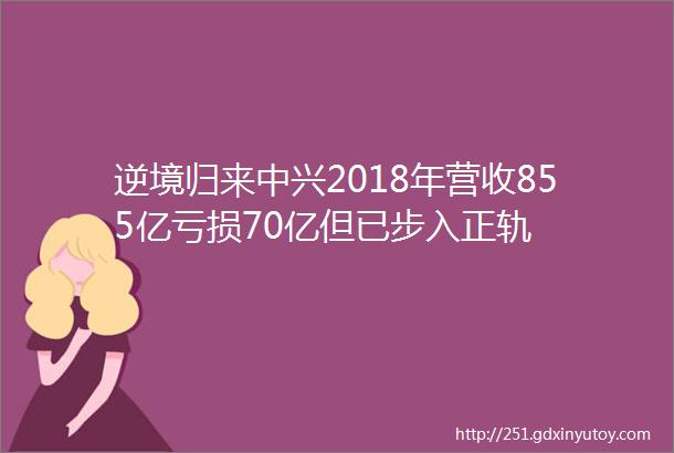 逆境归来中兴2018年营收855亿亏损70亿但已步入正轨