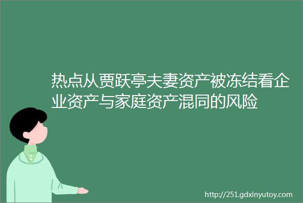 热点从贾跃亭夫妻资产被冻结看企业资产与家庭资产混同的风险